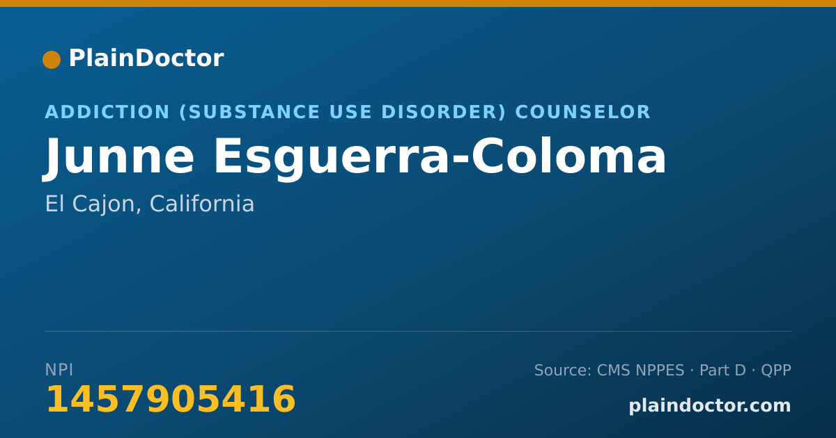 Shareable card for Junne Esguerra-Coloma - Addiction (Substance Use Disorder) Counselor, El Cajon, CA