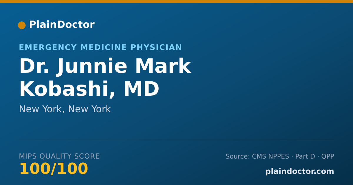 Shareable card for Junnie Mark Kobashi, MD - Emergency Medicine Physician, New York, NY