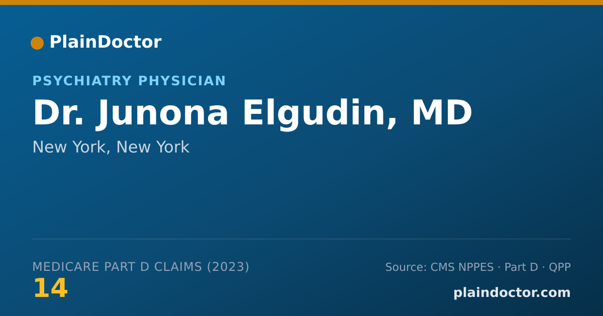 Shareable card for Junona Elgudin, MD - Psychiatry Physician, New York, NY