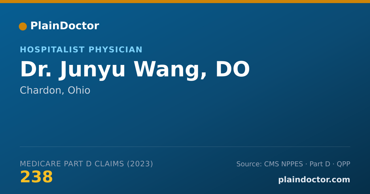 Shareable card for Junyu Wang, DO - Hospitalist Physician, Chardon, OH