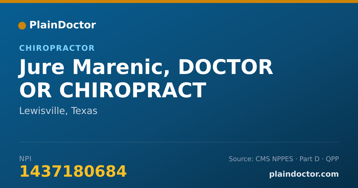 Shareable card for Jure Marenic, DOCTOR OR CHIROPRACT - Chiropractor, Lewisville, TX