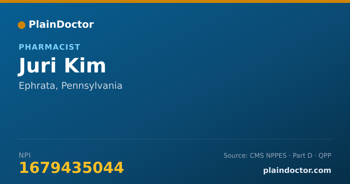 Shareable card for Juri Kim - Pharmacist, Ephrata, PA