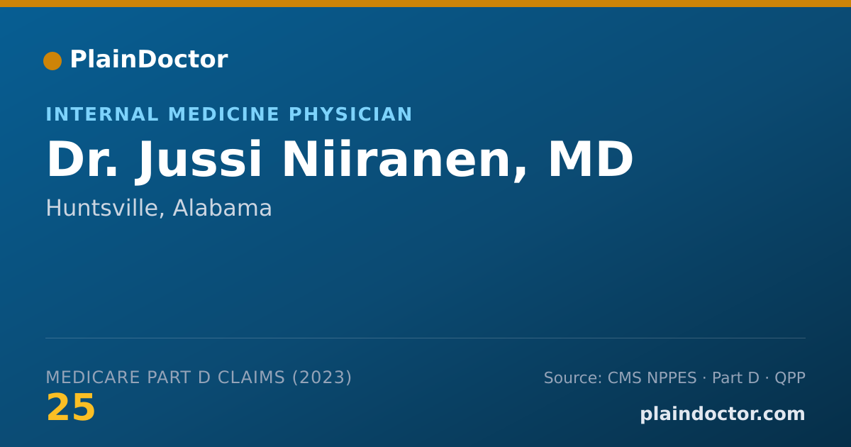 Shareable card for Jussi Niiranen, MD - Internal Medicine Physician, Huntsville, AL