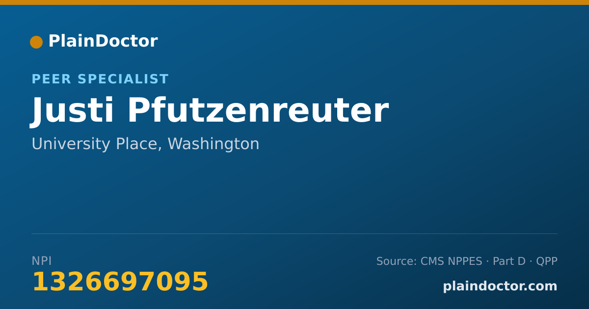Shareable card for Justi Pfutzenreuter - Peer Specialist, University Place, WA