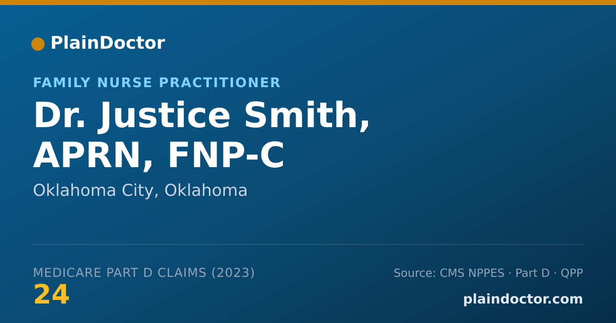 Shareable card for Justice Smith, APRN, FNP-C - Family Nurse Practitioner, Oklahoma City, OK