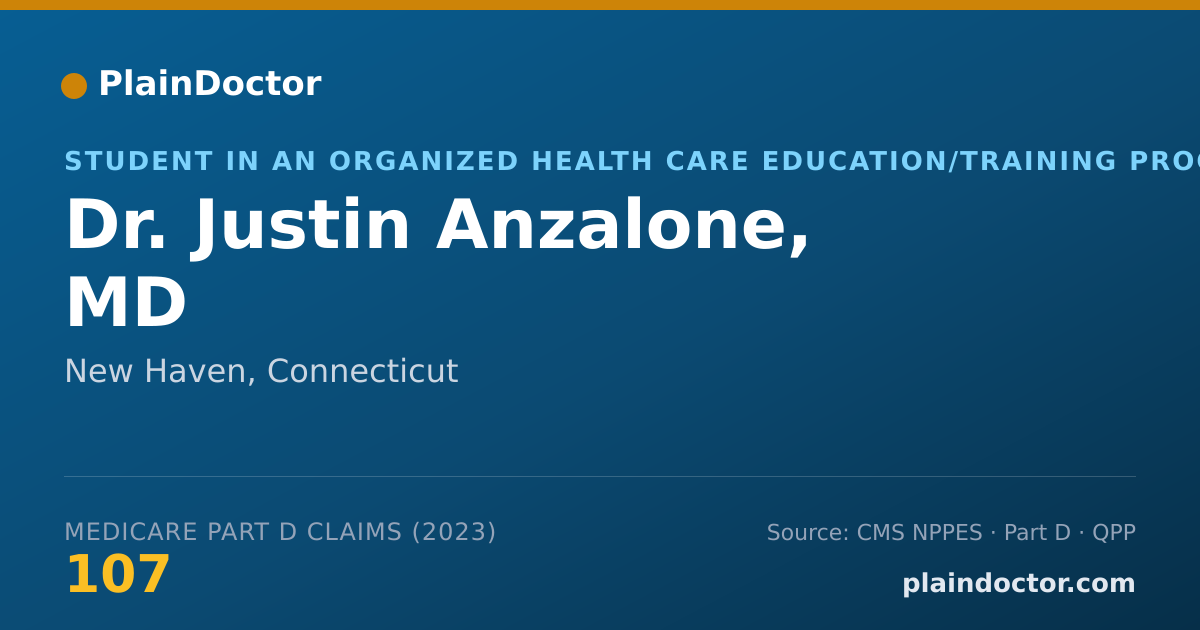 Shareable card for Justin Anzalone, MD - Student in an Organized Health Care Education/Training Program, New Haven, CT