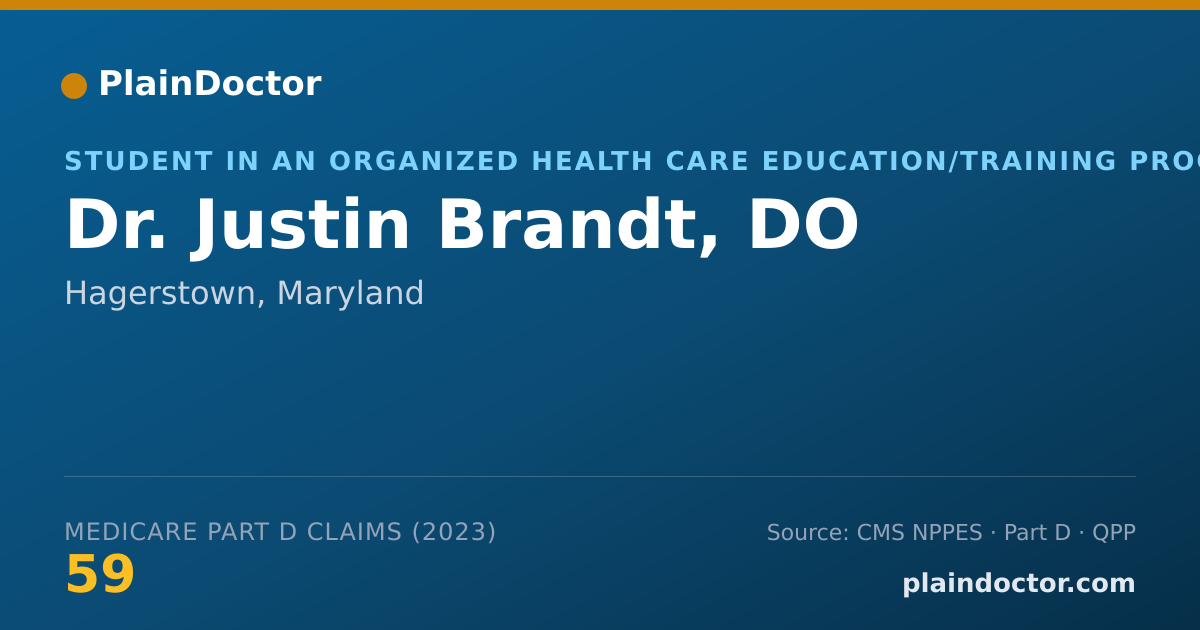 Shareable card for Justin Brandt, DO - Student in an Organized Health Care Education/Training Program, Hagerstown, MD