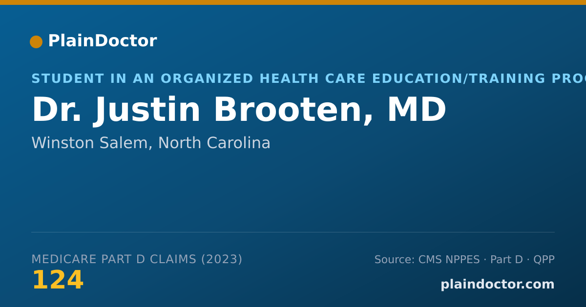 Shareable card for Justin Brooten, MD - Student in an Organized Health Care Education/Training Program, Winston Salem, NC