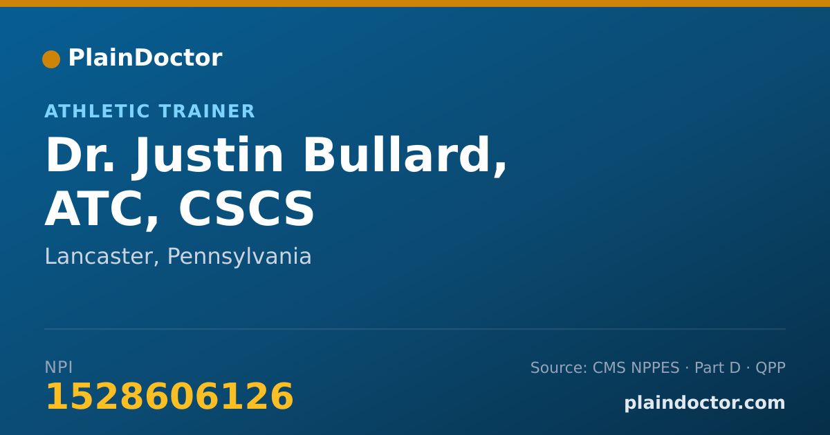 Shareable card for Justin Bullard, ATC, CSCS - Athletic Trainer, Lancaster, PA