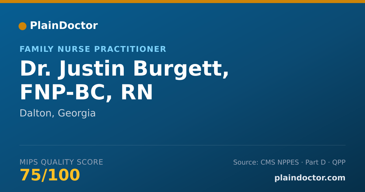 Shareable card for Justin Burgett, FNP-BC, RN - Family Nurse Practitioner, Dalton, GA