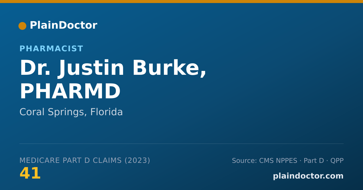 Shareable card for Justin Burke, PHARMD - Pharmacist, Coral Springs, FL