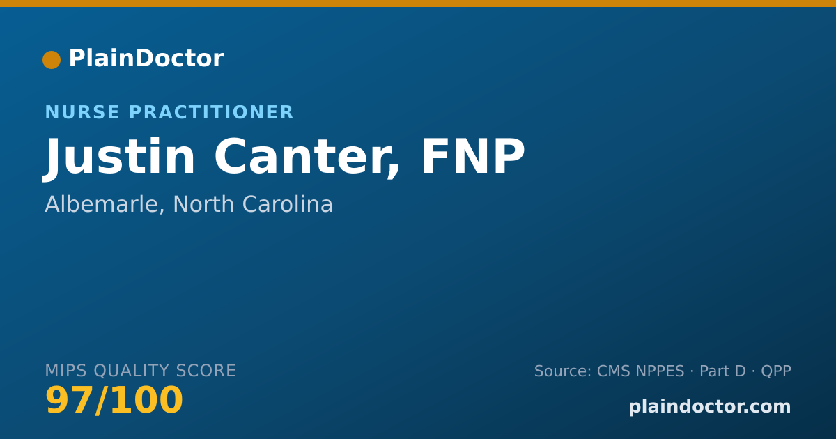 Shareable card for Justin Canter, FNP - Nurse Practitioner, Albemarle, NC