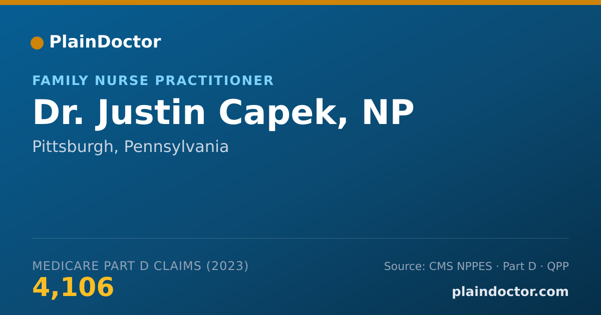 Shareable card for Justin Capek, NP - Family Nurse Practitioner, Pittsburgh, PA