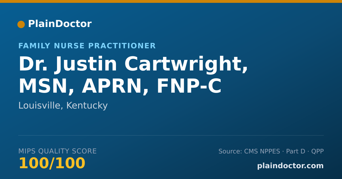 Shareable card for Justin Cartwright, MSN, APRN, FNP-C - Family Nurse Practitioner, Louisville, KY