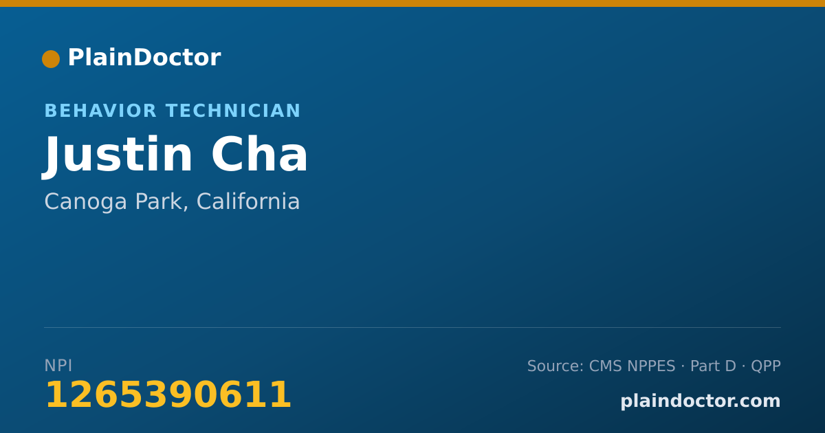 Shareable card for Justin Cha - Behavior Technician, Canoga Park, CA
