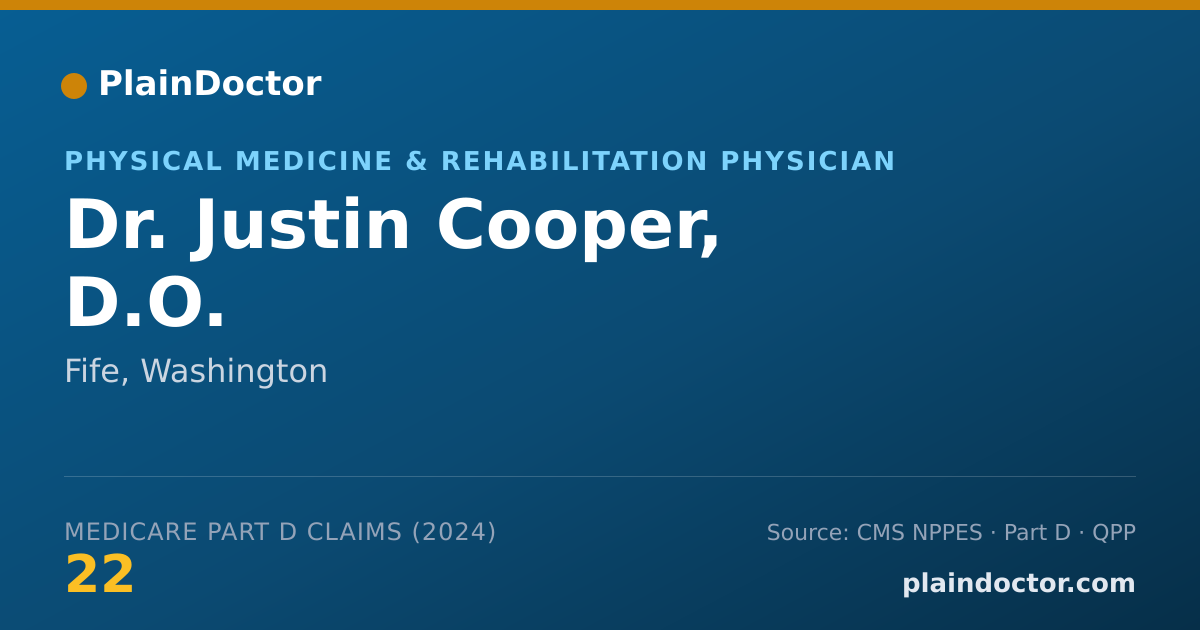 Shareable card for Justin Cooper, D.O. - Physical Medicine & Rehabilitation Physician, Fife, WA