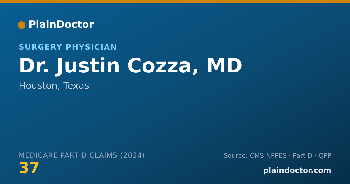 Shareable card for Justin Cozza, MD - Surgery Physician, Houston, TX