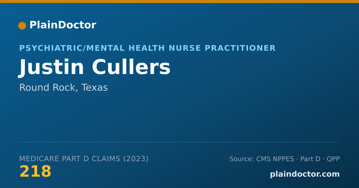 Shareable card for Justin Cullers - Psychiatric/Mental Health Nurse Practitioner, Round Rock, TX