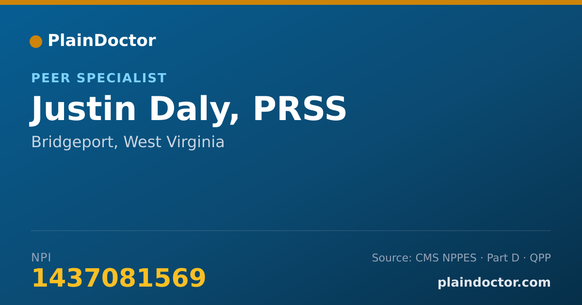 Shareable card for Justin Daly, PRSS - Peer Specialist, Bridgeport, WV