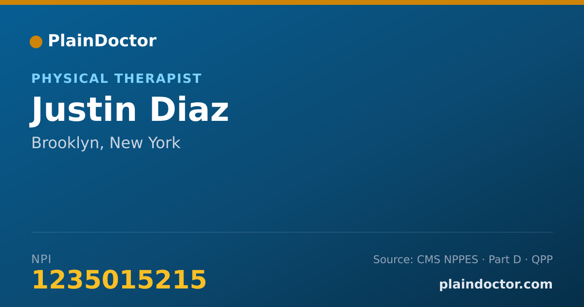 Shareable card for Justin Diaz - Physical Therapist, Brooklyn, NY