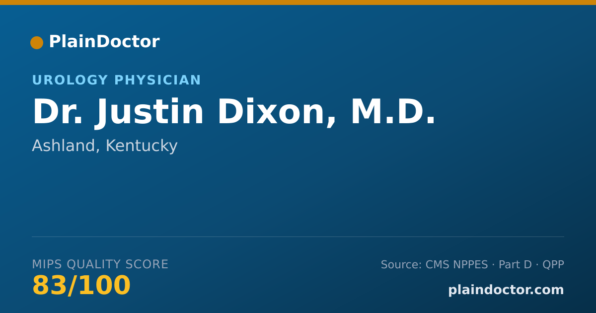 Shareable card for Justin Dixon, M.D. - Urology Physician, Ashland, KY