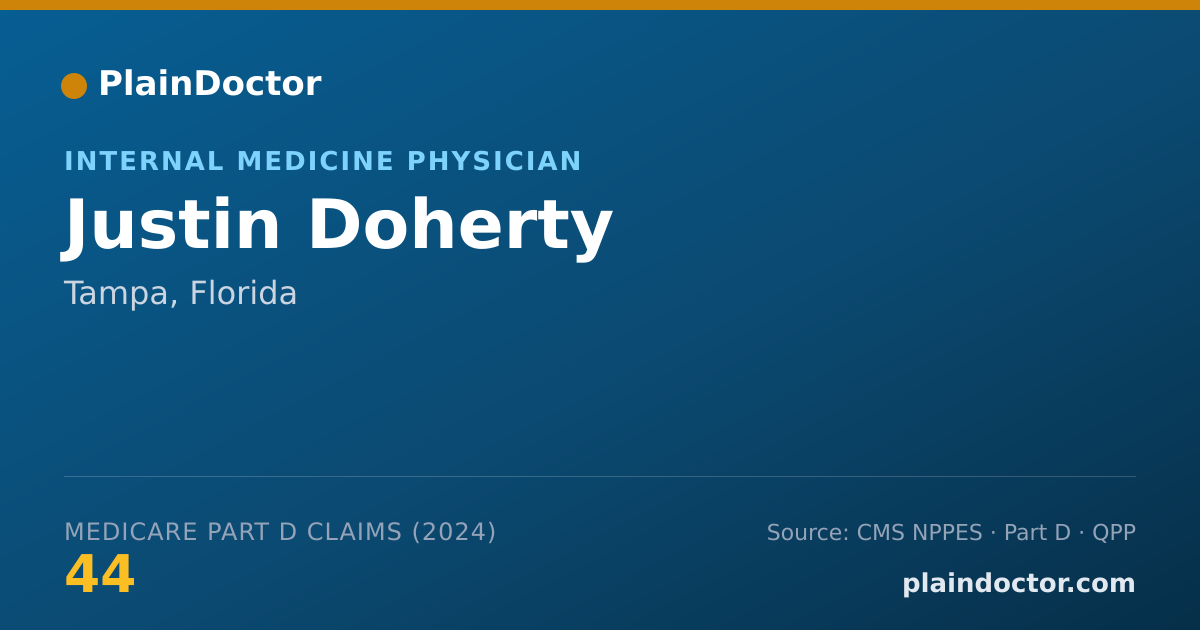 Shareable card for Justin Doherty - Internal Medicine Physician, Tampa, FL