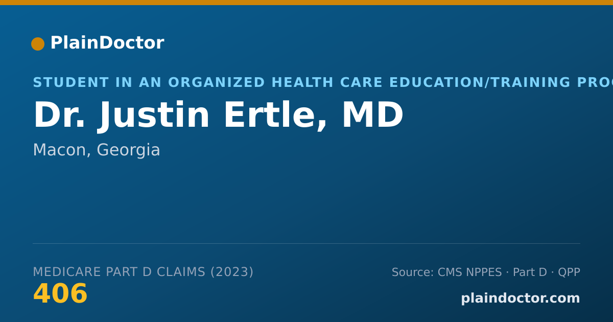 Shareable card for Justin Ertle, MD - Student in an Organized Health Care Education/Training Program, Macon, GA