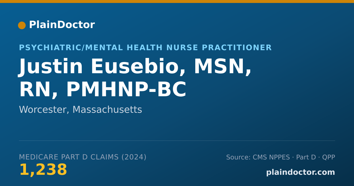 Shareable card for Justin Eusebio, MSN, RN, PMHNP-BC - Psychiatric/Mental Health Registered Nurse, Worcester, MA