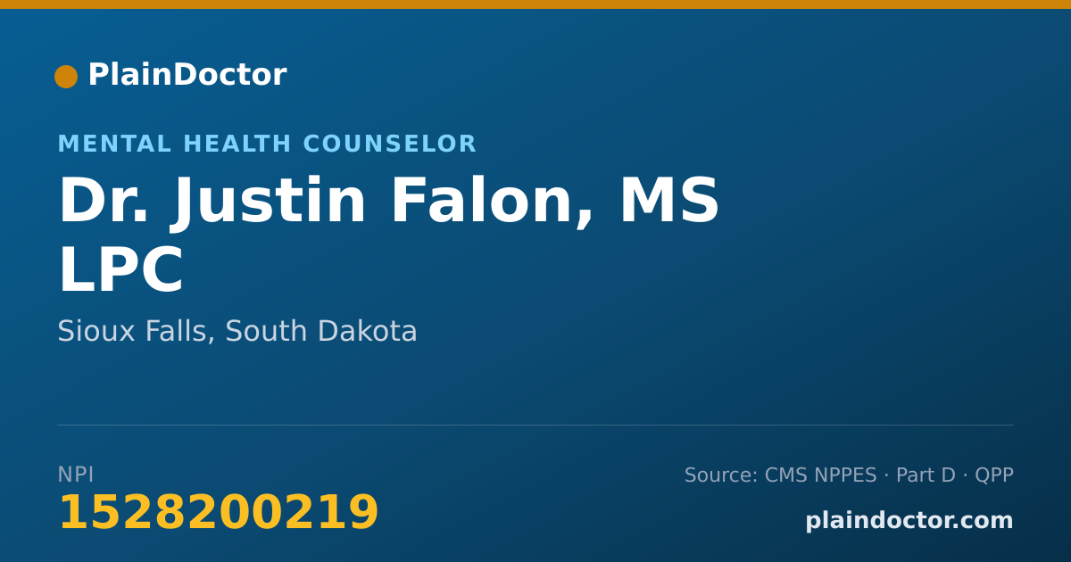 Shareable card for Justin Falon, MS LPC - Mental Health Counselor, Sioux Falls, SD