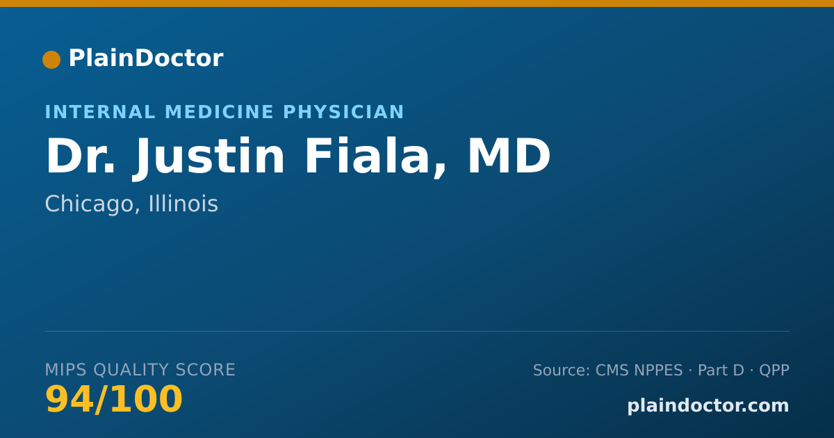 Shareable card for Justin Fiala, MD - Internal Medicine Physician, Chicago, IL