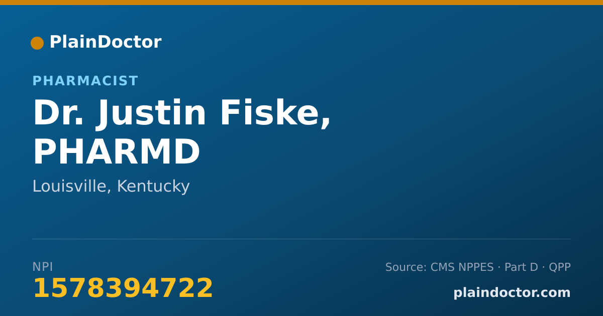 Shareable card for Justin Fiske, PHARMD - Pharmacist, Louisville, KY