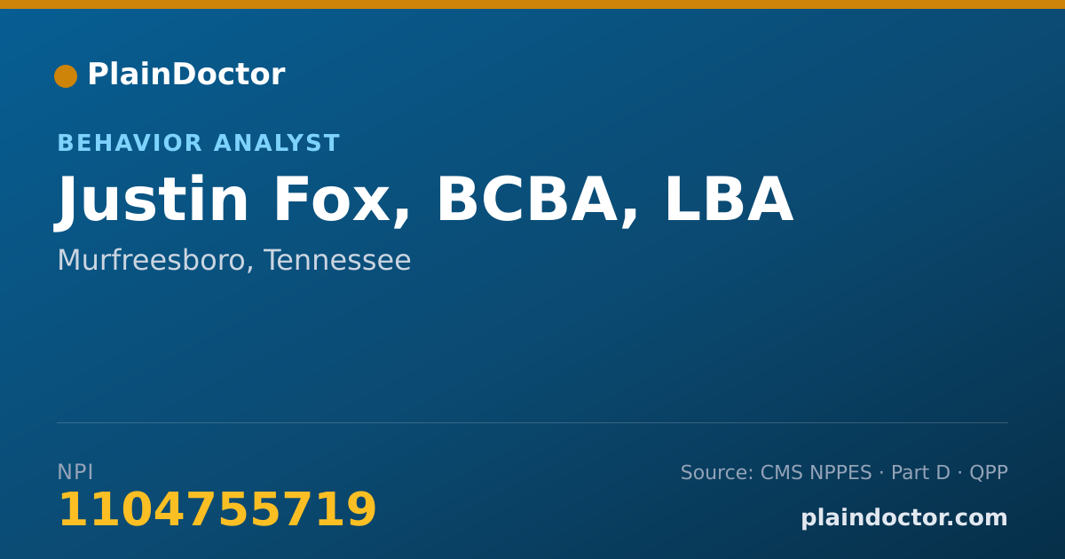 Shareable card for Justin Fox, BCBA, LBA - Behavior Analyst, Murfreesboro, TN