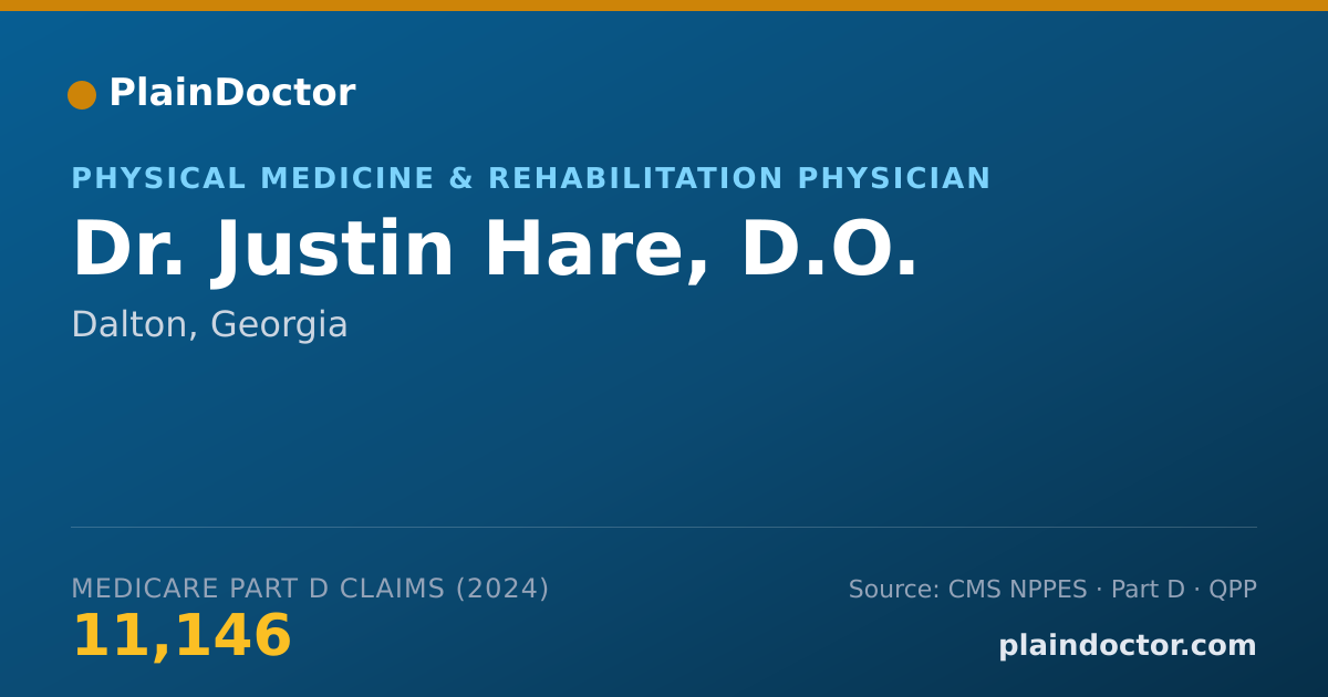 Shareable card for Justin Hare, D.O. - Physical Medicine & Rehabilitation Physician, Dalton, GA