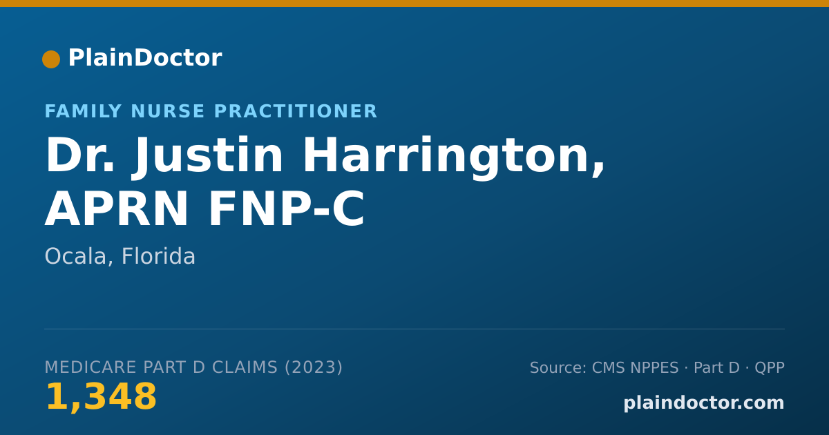 Shareable card for Justin Harrington, APRN FNP-C - Family Nurse Practitioner, Ocala, FL