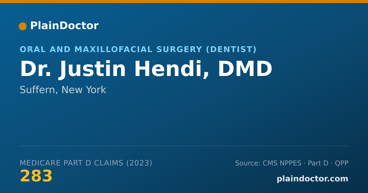 Shareable card for Justin Hendi, DMD - Oral and Maxillofacial Surgery (Dentist), Suffern, NY