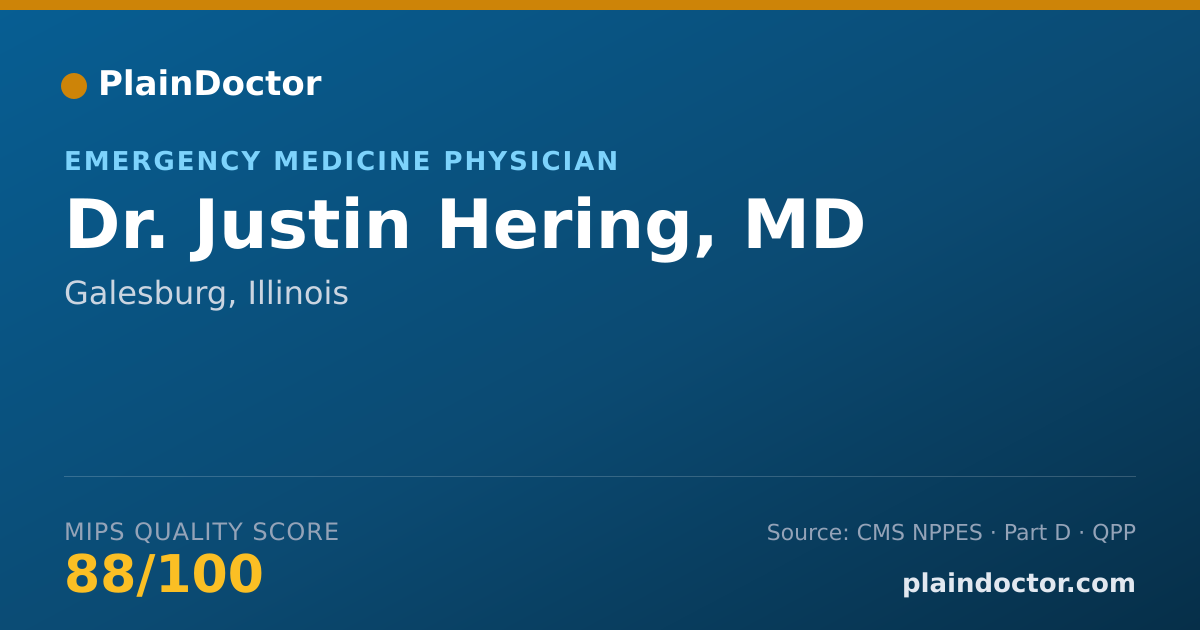 Shareable card for Justin Hering, MD - Emergency Medicine Physician, Galesburg, IL