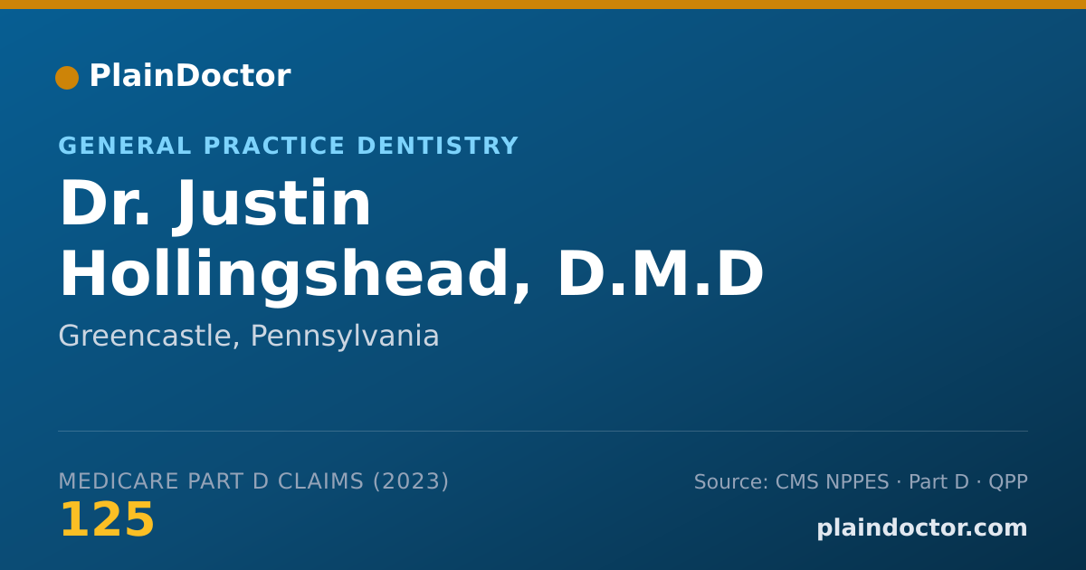 Shareable card for Justin Hollingshead, D.M.D - General Practice Dentistry, Greencastle, PA