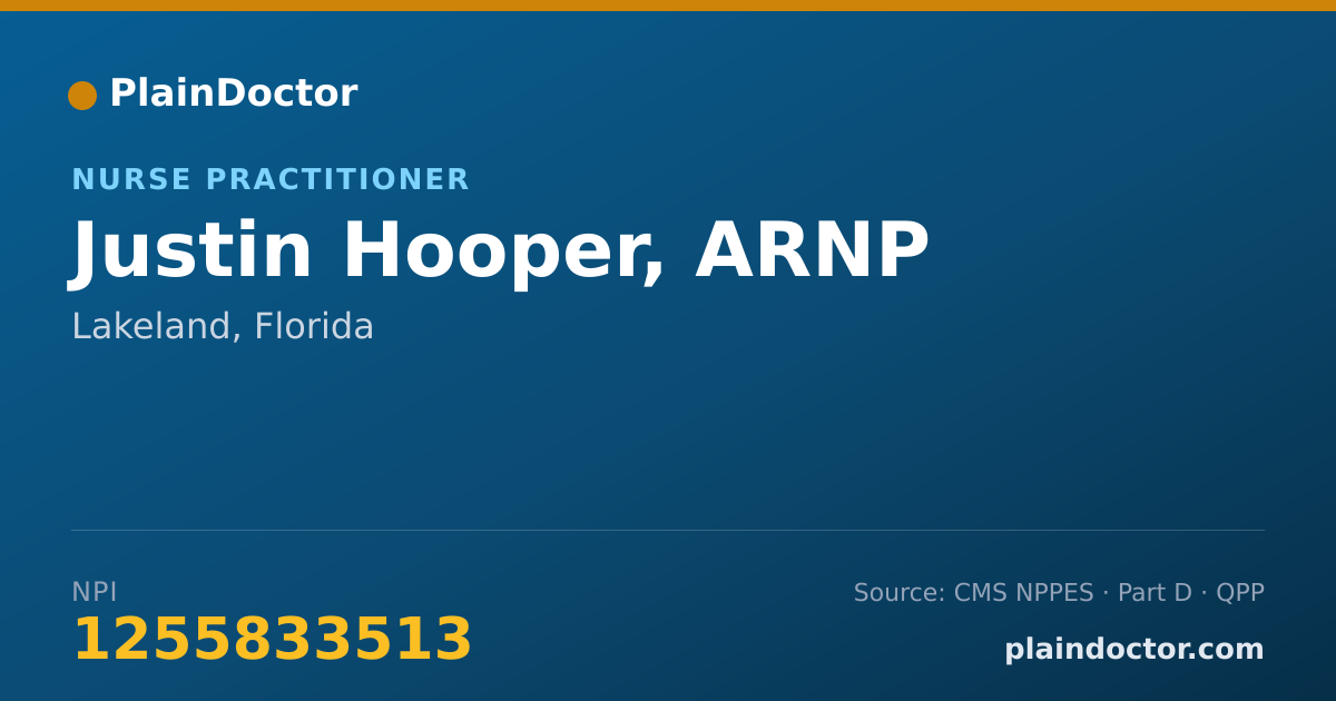 Shareable card for Justin Hooper, ARNP - Nurse Practitioner, Lakeland, FL