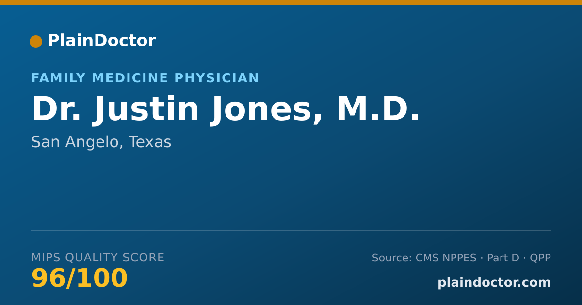 Shareable card for Justin Jones, M.D. - Family Medicine Physician, San Angelo, TX