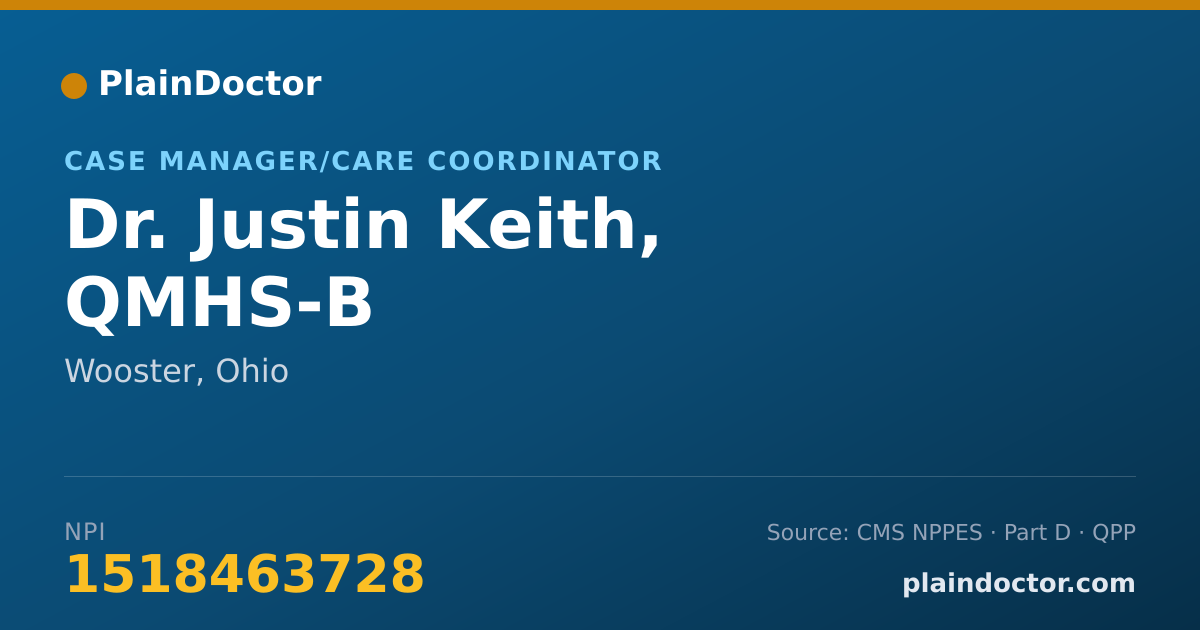 Shareable card for Justin Keith, QMHS-B - Case Manager/Care Coordinator, Wooster, OH