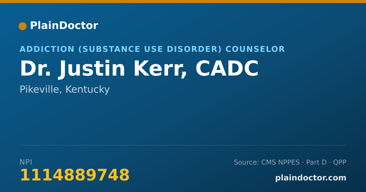 Shareable card for Justin Kerr, CADC - Addiction (Substance Use Disorder) Counselor, Pikeville, KY