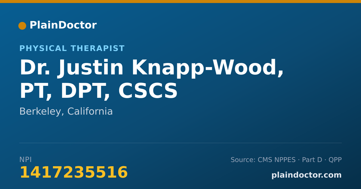 Shareable card for Justin Knapp-Wood, PT, DPT, CSCS - Physical Therapist, Berkeley, CA