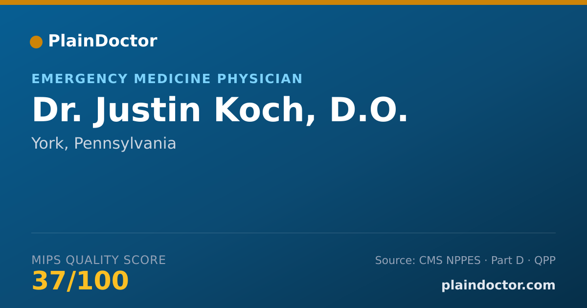 Shareable card for Justin Koch, D.O. - Emergency Medicine Physician, York, PA