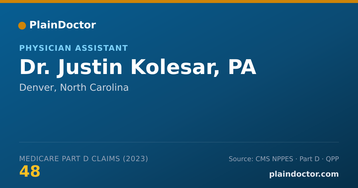 Shareable card for Justin Kolesar, PA - Physician Assistant, Denver, NC