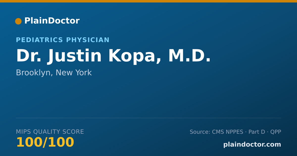 Shareable card for Justin Kopa, M.D. - Pediatrics Physician, Brooklyn, NY