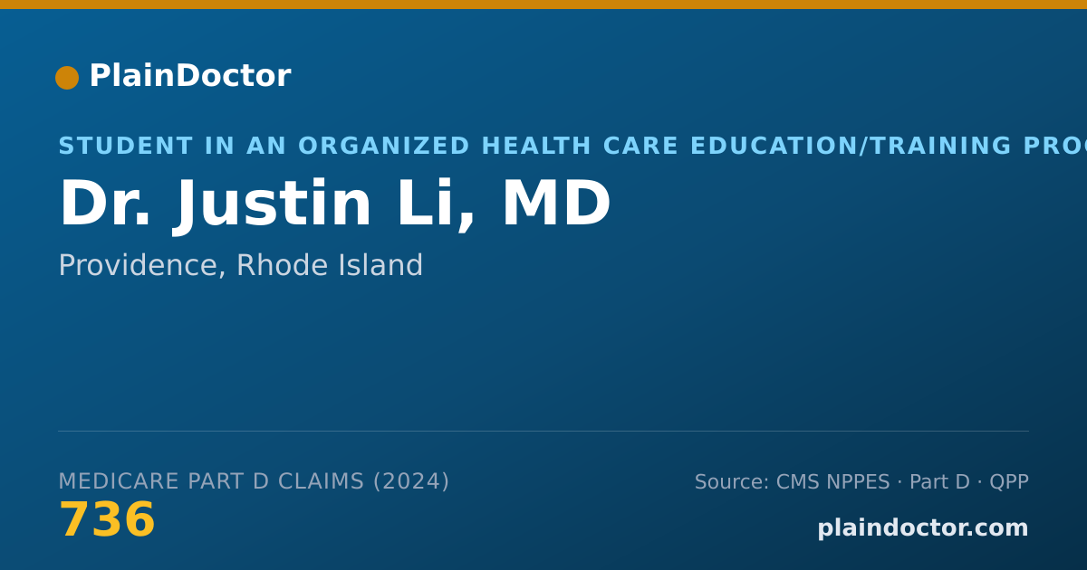 Shareable card for Justin Li, MD - Student in an Organized Health Care Education/Training Program, Providence, RI