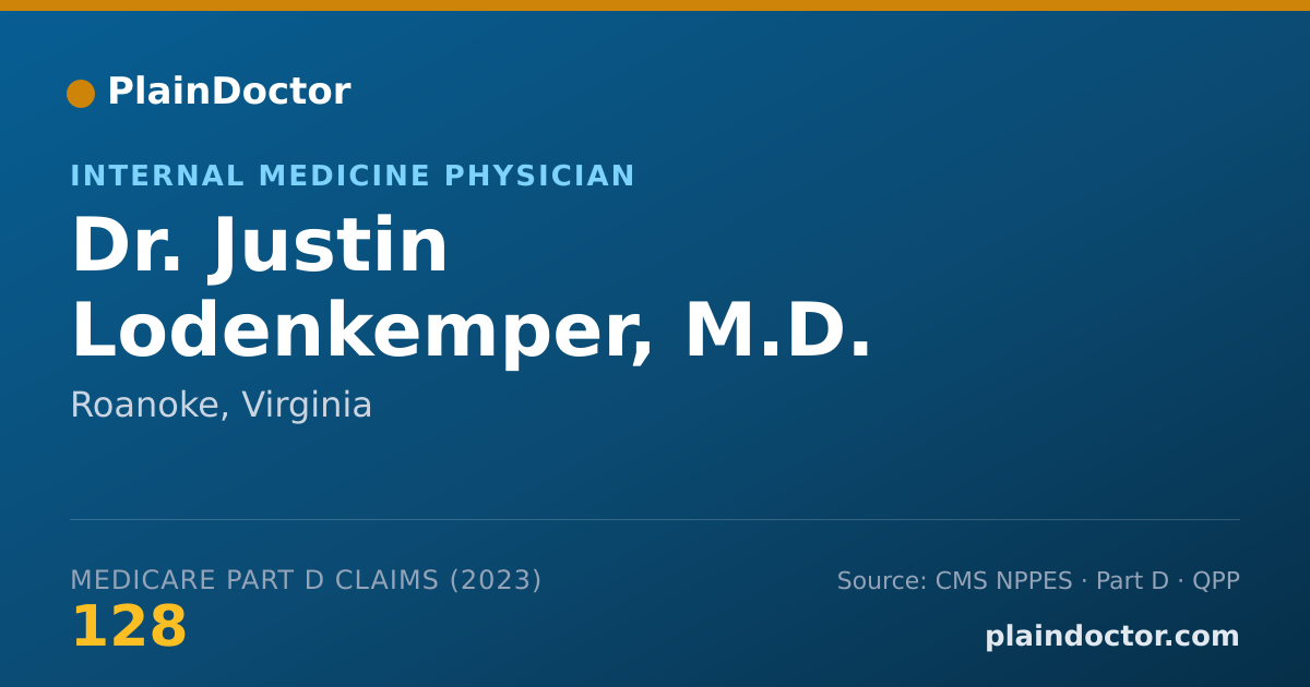 Shareable card for Justin Lodenkemper, M.D. - Internal Medicine Physician, Roanoke, VA