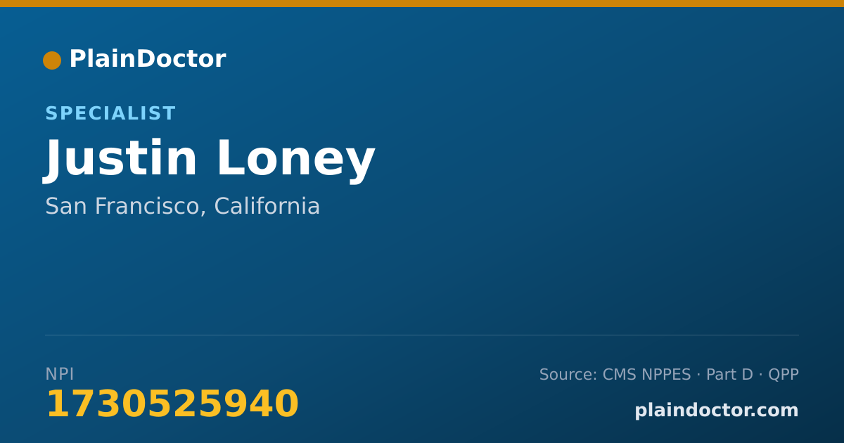 Shareable card for Justin Loney - Specialist, San Francisco, CA