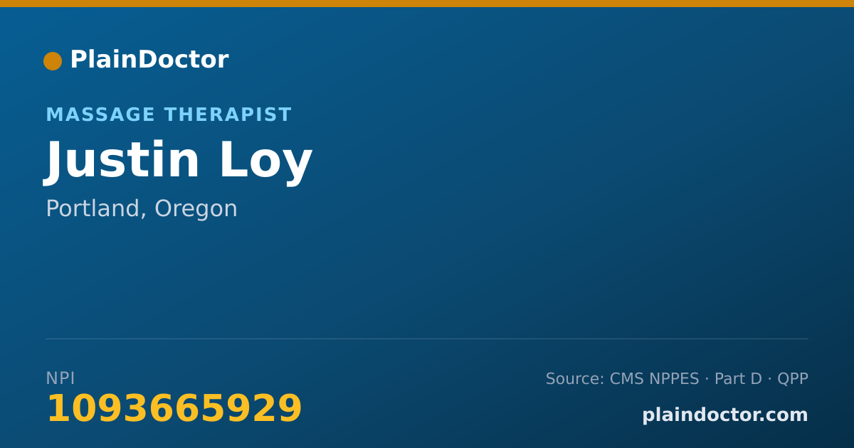 Shareable card for Justin Loy - Massage Therapist, Portland, OR