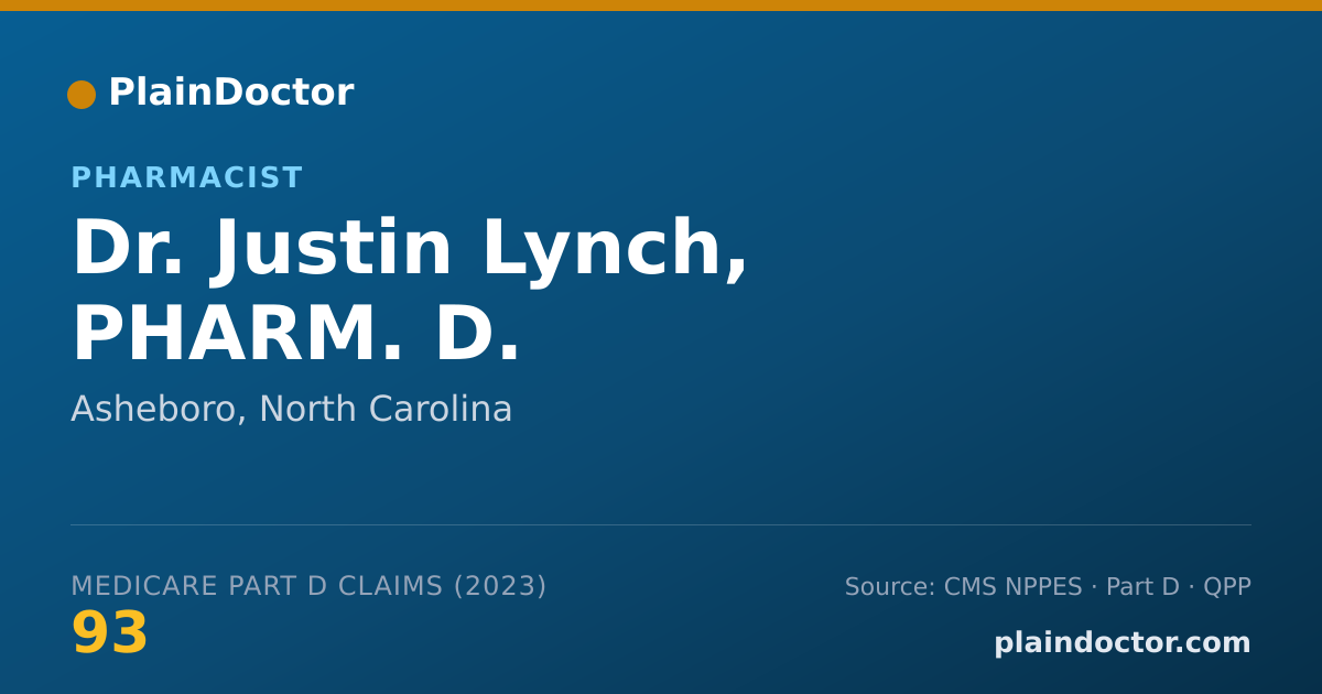 Shareable card for Justin Lynch, PHARM. D. - Pharmacist, Asheboro, NC